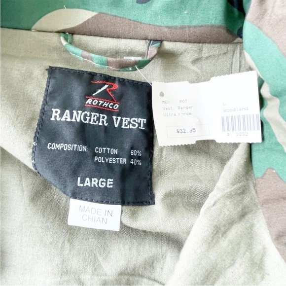 Rothco Fishing Men's Ranger Vest Camo Hunting Outdoor Size Large NWT Woodland - Picture 4 of 7
